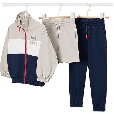 MAYORAL Jungen Set 3-teilig Jacke, Jogginghose und Shorts dunkelblau 128 B MAYORAL Jungen Set 3-teilig Jacke, Jogginghose und Shorts dunkelblau 128 B