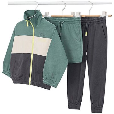 MAYORAL Jungen Set 3-teilig Jacke, Jogginghose und Shorts grün 128 B MAYORAL Jungen Set 3-teilig Jacke, Jogginghose und Shorts grün 128 B