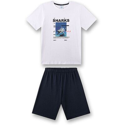 SANETTA Jungen Pyjama 2-teilig T-Shirt und Shorts weiss 140 B SANETTA Jungen Pyjama 2-teilig T-Shirt und Shorts weiss 140 B