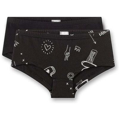 SANETTA Mädchen Slip 2er Pkg. super black schwarz 140 B SANETTA Mädchen Slip 2er Pkg. super black schwarz 140 B