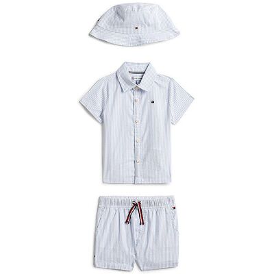 Tommy Hilfiger Baby Set 3-teilig Hemd, Shorts und Mütze hellblau 62 B Tommy Hilfiger Baby Set 3-teilig Hemd, Shorts und Mütze hellblau 62 B