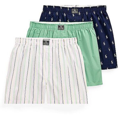 POLO RALPH LAUREN Boxershorts 3-er Pkg. blau weiss XL M POLO RALPH LAUREN Boxershorts 3-er Pkg. blau weiss XL M