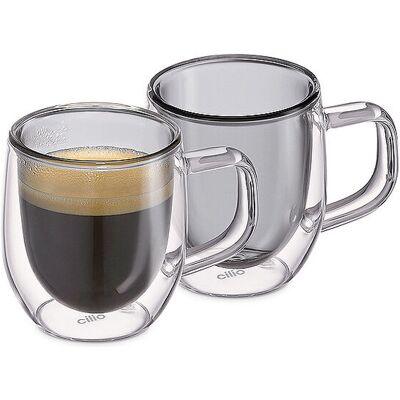 CILIO Esspressogläser Doppelwandig VENETO 2x0,08l Borosilikatglas Grau grau B CILIO Esspressogläser Doppelwandig VENETO 2x0,08l Borosilikatglas Grau grau B