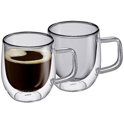 CILIO Kaffeeglas Doppelwandig VENETO 2x0,02l Borosilikatglas Grau grau B CILIO Kaffeeglas Doppelwandig VENETO 2x0,02l Borosilikatglas Grau grau B