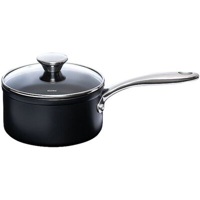 KELOMAT Stielkasserolle mit Glasdeckel 16cm/1,6l NUOVO Keramik/Antihaft schwarz B KELOMAT Stielkasserolle mit Glasdeckel 16cm/1,6l NUOVO Keramik/Antihaft schwarz B