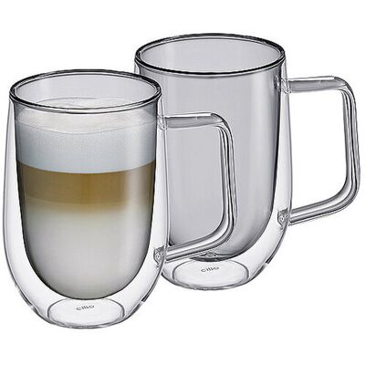CILIO Latte Macchiato Glas Doppelwandig VENETO 2x0,03l Borosilikatglas Grau grau B CILIO Latte Macchiato Glas Doppelwandig VENETO 2x0,03l Borosilikatglas Grau grau B