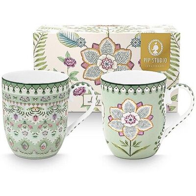 PIP STUDIO Henkelbecher 2er Set Small LILY & LOTUS 145ml Light Green hellgrün B PIP STUDIO Henkelbecher 2er Set Small LILY & LOTUS 145ml Light Green hellgrün B