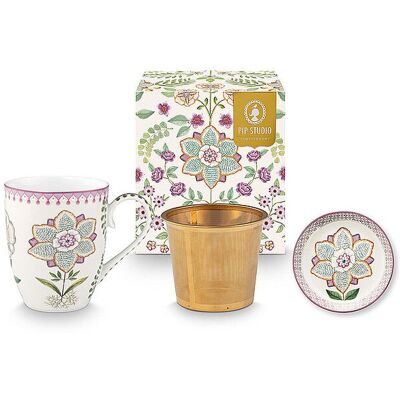 PIP STUDIO Tee Set Tea for One 3-tlg. LILY&LOTUS Lilac weiss B PIP STUDIO Tee Set Tea for One 3-tlg. LILY&LOTUS Lilac weiss B