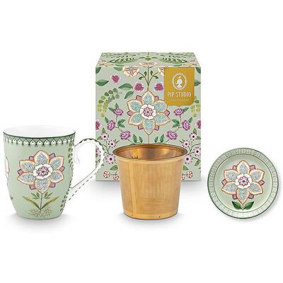 PIP STUDIO Tee Set Tea for One 3-tlg. LILY&LOTUS Light Green hellgrün B PIP STUDIO Tee Set Tea for One 3-tlg. LILY&LOTUS Light Green hellgrün B