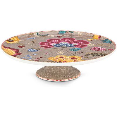 PIP STUDIO Platte auf Fuss BLOOMING TALES 30,5cm Fantasy Khaki camel B PIP STUDIO Platte auf Fuss BLOOMING TALES 30,5cm Fantasy Khaki camel B