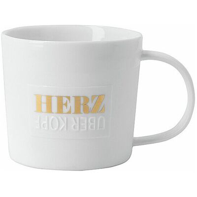 RAEDER Tasse - Poesietasse 320ml Herz über Knopf weiss B RAEDER Tasse - Poesietasse 320ml Herz über Knopf weiss B