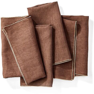 FYNCH-HATTON Leinen-Servietten 4-tlg LUMO Walnut hellbraun B FYNCH-HATTON Leinen-Servietten 4-tlg LUMO Walnut hellbraun B