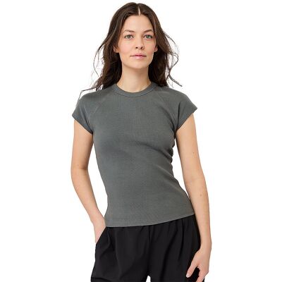 MANDALA Damen Yogashirt Slim Fit Ribbed grau L W MANDALA Damen Yogashirt Slim Fit Ribbed grau L W