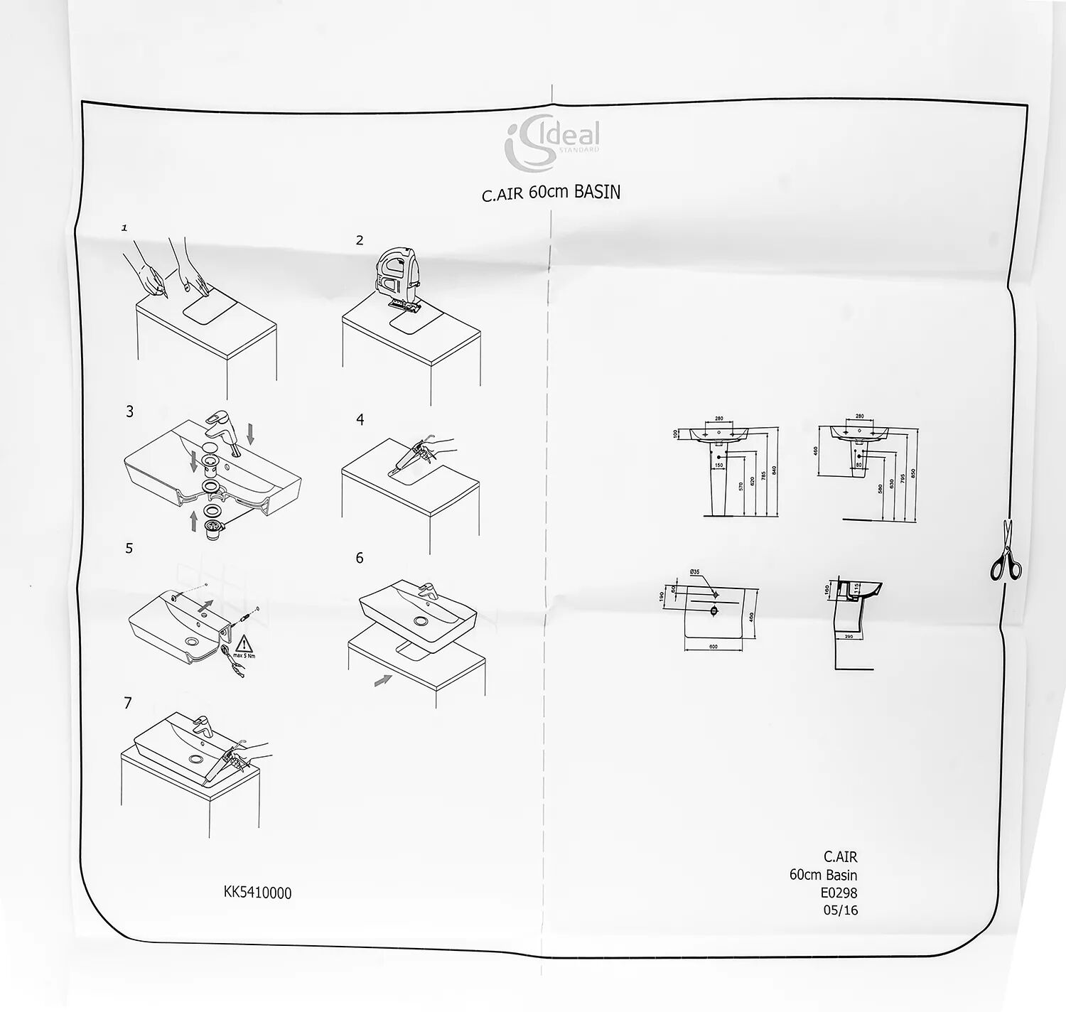 Ideal Standard für Connect Cube Air Waschtisch 60 cm für Connect Cube Air Waschtisch 60 cm   KK5410000