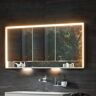 Keuco Royal Lumos Aufputz-Spiegelschrank 140 x 73,5 cm mit Spiegelheizung, LED-Beleuchtung, 3 Türen - B:140 T: 16,5 H: 73,5 cm - silber-eloxiert/verspiegelt