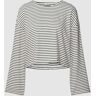 Noisy May Cropped Longsleeve mit Streifenmuster Modell 'MAISON', Größe M - EUR - Weiss - M