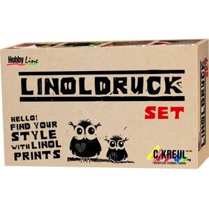 KREUL Linoldruck Set, Linoldruckfarbe 20 ml, 3 Schneidefedern, Linolplatte A6 und Zubehör KREUL Linoldruck Set, Linoldruckfarbe 20 ml, 3 Schneidefedern, Linolplatte A6 und Zubehör