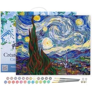 AP COMMERCE FiguredArt PN590-Y - Malen nach Zahlen, Sternennacht Van Gogh, Leinen-Keilrahmen (40x50cm), Malset, Paint by Numbers AP COMMERCE FiguredArt PN590-Y - Malen nach Zahlen, Sternennacht Van Gogh, Leinen-Keilrahmen (40x50cm), Malset, Paint by Numbers