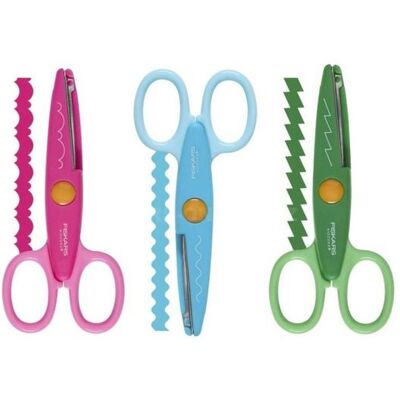 Fiskars Bastelutensilien für Kinder Kidzors Scheren, Zickzackschere, Wellenschere, 3er Set Fiskars Bastelutensilien für Kinder Kidzors Scheren, Zickzackschere, Wellenschere, 3er Set