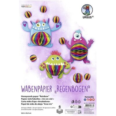 Ludwig Bähr URSUS Basispapiere Wabenpapier Regenbogen, 22,5 x 32,5 cm. 6 Blatt Ludwig Bähr URSUS Basispapiere Wabenpapier Regenbogen, 22,5 x 32,5 cm. 6 Blatt