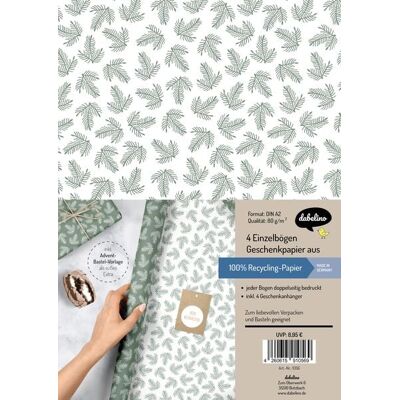 Dabelino Geschenkpapier Set Weihnachten: grün-weiße Tannenzweige Dabelino Geschenkpapier Set Weihnachten: grün-weiße Tannenzweige