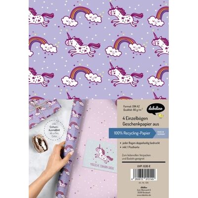 Dabelino Einhorn Geschenkpapier-Set - 4 Stück Dabelino Einhorn Geschenkpapier-Set - 4 Stück