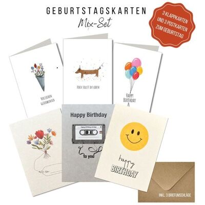 KEITCARDS Geburtstagskarten mixed Set - 3 Postkarten und 3 Klappkarten KEITCARDS Geburtstagskarten mixed Set - 3 Postkarten und 3 Klappkarten
