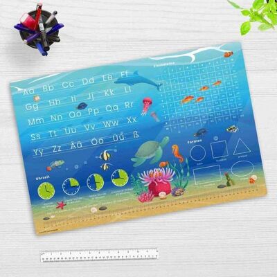 Cover-your-desk Schreibtischunterlage für Kinder Lernunterlage Einschulung, Unterwasserwelt Optik, aus hochwertigem Vinyl, 60 x 40 cm Cover-your-desk Schreibtischunterlage für Kinder Lernunterlage Einschulung, Unterwasserwelt Optik, aus hochwertigem Vinyl, 60 x 40 cm