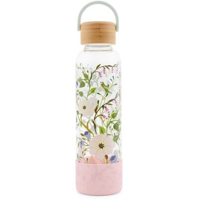 Thalia "Trinkflasche aus Glas mit Silikoncover, ""Rose Petals""" Thalia "Trinkflasche aus Glas mit Silikoncover, ""Rose Petals"""