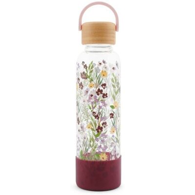 Thalia "Trinkflasche aus Glas mit Silikoncover, ""Violet Bouquet""" Thalia "Trinkflasche aus Glas mit Silikoncover, ""Violet Bouquet"""