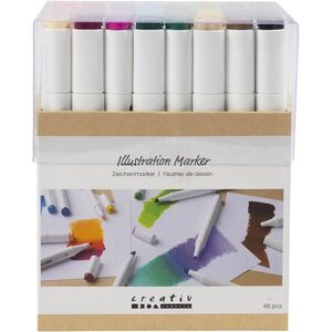 Creativ Company Zeichenmarker, Strichstärke 1+8 mm, Standard-Farben, 48 Stk Creativ Company Zeichenmarker, Strichstärke 1+8 mm, Standard-Farben, 48 Stk