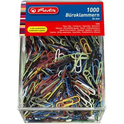 Herlitz Büroklammer 26mm farbig sortiert 1000 Stück Herlitz Büroklammer 26mm farbig sortiert 1000 Stück
