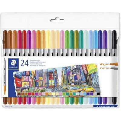 STAEDTLER 3200 Doppelfasermaler, 24er Set, 3200 C24P STAEDTLER 3200 Doppelfasermaler, 24er Set, 3200 C24P