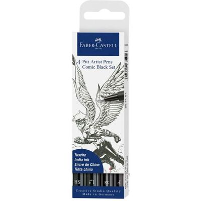 Faber-Castell Tuschestifte Pitt Artist Pens Comic schwarz, 4er Etui Faber-Castell Tuschestifte Pitt Artist Pens Comic schwarz, 4er Etui