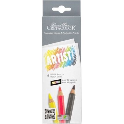 Brevillier Urban & Sachs Cretacolor Buntstifte MEGA Neon+Graphit, 6er Set Brevillier Urban & Sachs Cretacolor Buntstifte MEGA Neon+Graphit, 6er Set