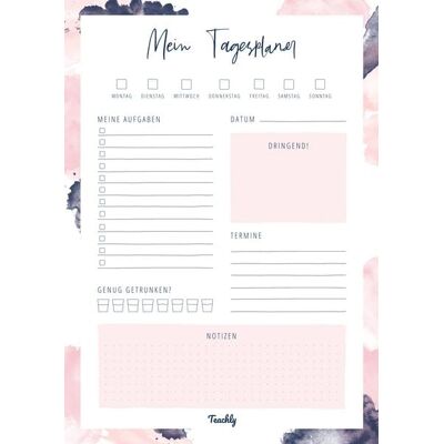 Schneider Teachly Tagesplaner A4, undatiert, 50 Blatt, Rose Schneider Teachly Tagesplaner A4, undatiert, 50 Blatt, Rose