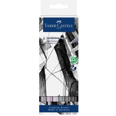 Faber-Castell Tuschestift Dual Marker Goldfaber Aqua, Grautöne, 6er Set Faber-Castell Tuschestift Dual Marker Goldfaber Aqua, Grautöne, 6er Set