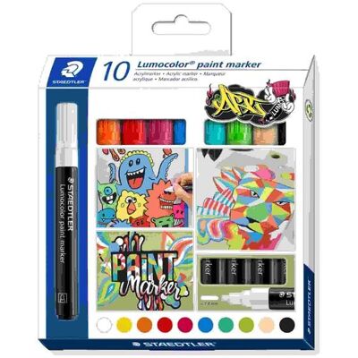 STAEDTLER Mars Lumocolor Schreib- und Zeichbedarf Lumocolor paint marker Acryl-Marker m. Rundspitze, 10er Set STAEDTLER Mars Lumocolor Schreib- und Zeichbedarf Lumocolor paint marker Acryl-Marker m. Rundspitze, 10er Set