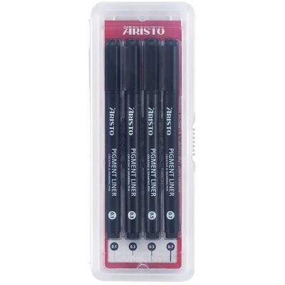 Geotec ARISTO Pigment Liner 4er-Set schwarz, Stärken 0.1/0.3/0.5/0.7 mm Geotec ARISTO Pigment Liner 4er-Set schwarz, Stärken 0.1/0.3/0.5/0.7 mm