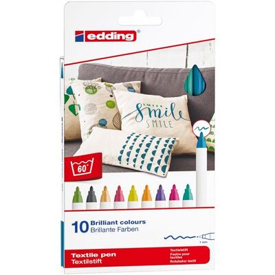 edding 4600 Textilstifte TEXTILE PEN 1mm 10er Set Rundspitze edding 4600 Textilstifte TEXTILE PEN 1mm 10er Set Rundspitze