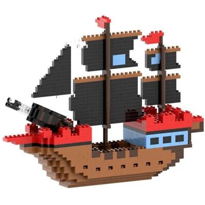 Schäfer Toy Company GmbH BRIXIES 200186 - Piratenschiff, 3D Konstruktionsbausatz aus Ministeinen, 726 Teile Schäfer Toy Company GmbH BRIXIES 200186 - Piratenschiff, 3D Konstruktionsbausatz aus Ministeinen, 726 Teile