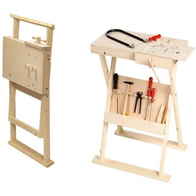 Peter Bausch GmbH & Co. KG PEBARO 487 - Klappbare Werkbank aus Holz für Kinder, höhenverstellbar bis 74 cm, Platte 30x75 cm Peter Bausch GmbH & Co. KG PEBARO 487 - Klappbare Werkbank aus Holz für Kinder, höhenverstellbar bis 74 cm, Platte 30x75 cm