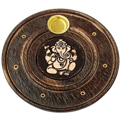 Saraswati "Räucherstäbchenhalter ""Ganesha"" Holz rund 10 cm" Saraswati "Räucherstäbchenhalter ""Ganesha"" Holz rund 10 cm"