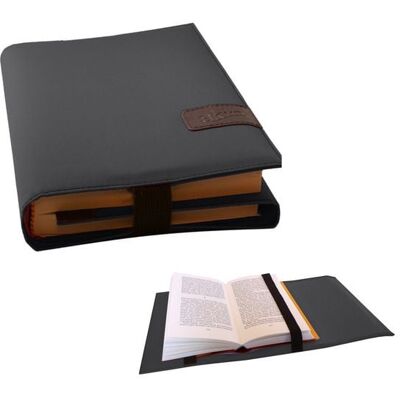 SKIN von Barth & Bauer BookSKIN Buch Einband (Größenverstellbar) in Onyx-Schwarz mit Lesezeichen SKIN von Barth & Bauer BookSKIN Buch Einband (Größenverstellbar) in Onyx-Schwarz mit Lesezeichen