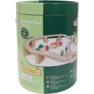 VEDES Großhandel GmbH - Ware SpielMaus Holz Holzeisenbahn in Trommel, 38-teilig VEDES Großhandel GmbH - Ware SpielMaus Holz Holzeisenbahn in Trommel, 38-teilig