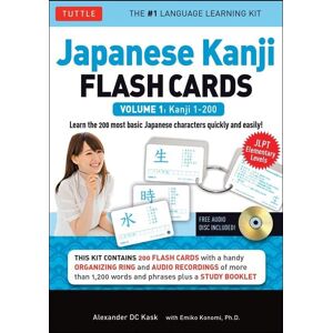 Tuttle Publishing Japanese Kanji Flash Cards Kit Volume 1: Kanji 1-200: Jlpt Beginning Level: Learn 200 Japanese Characters Including Native Speaker Audio, Sample Sente