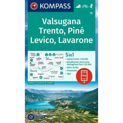 Kompass-Karten KOMPASS Wanderkarte 75 Valsugana, Trento, Piné, Levico, Lavarone 1:50.000 Kompass-Karten KOMPASS Wanderkarte 75 Valsugana, Trento, Piné, Levico, Lavarone 1:50.000