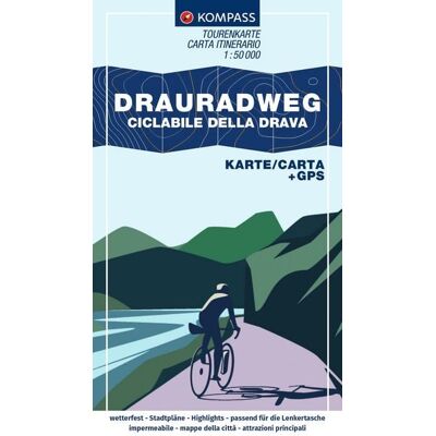 Kompass-Karten KOMPASS Fahrrad-Tourenkarte Drauradweg – Ciclabile della Drava 1:50.000 Kompass-Karten KOMPASS Fahrrad-Tourenkarte Drauradweg – Ciclabile della Drava 1:50.000