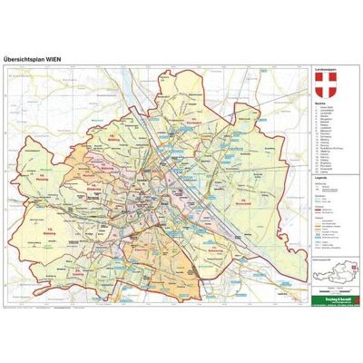 KOMPASS freytag und berndt Wien politisch Planokarte KOMPASS freytag und berndt Wien politisch Planokarte