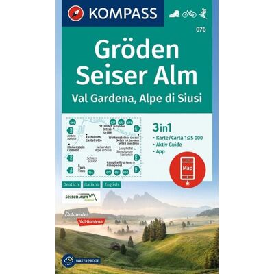 Kompass-Karten KOMPASS Wanderkarte 076 Gröden, Seiser Alm / Val Gardena, Alpe di Siusi 1:25.000 Kompass-Karten KOMPASS Wanderkarte 076 Gröden, Seiser Alm / Val Gardena, Alpe di Siusi 1:25.000